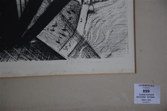 § Christopher Richard Wynne Nevinson (1889-1946) Aerial view (from a Paris Plane) 17 x 20.5in.